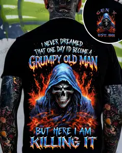Chaosmoda Generation X I Never Dreamed That One Day I'd Become A Grumpy Old Man Custom Year Skull Cotton Shirt | Breathable