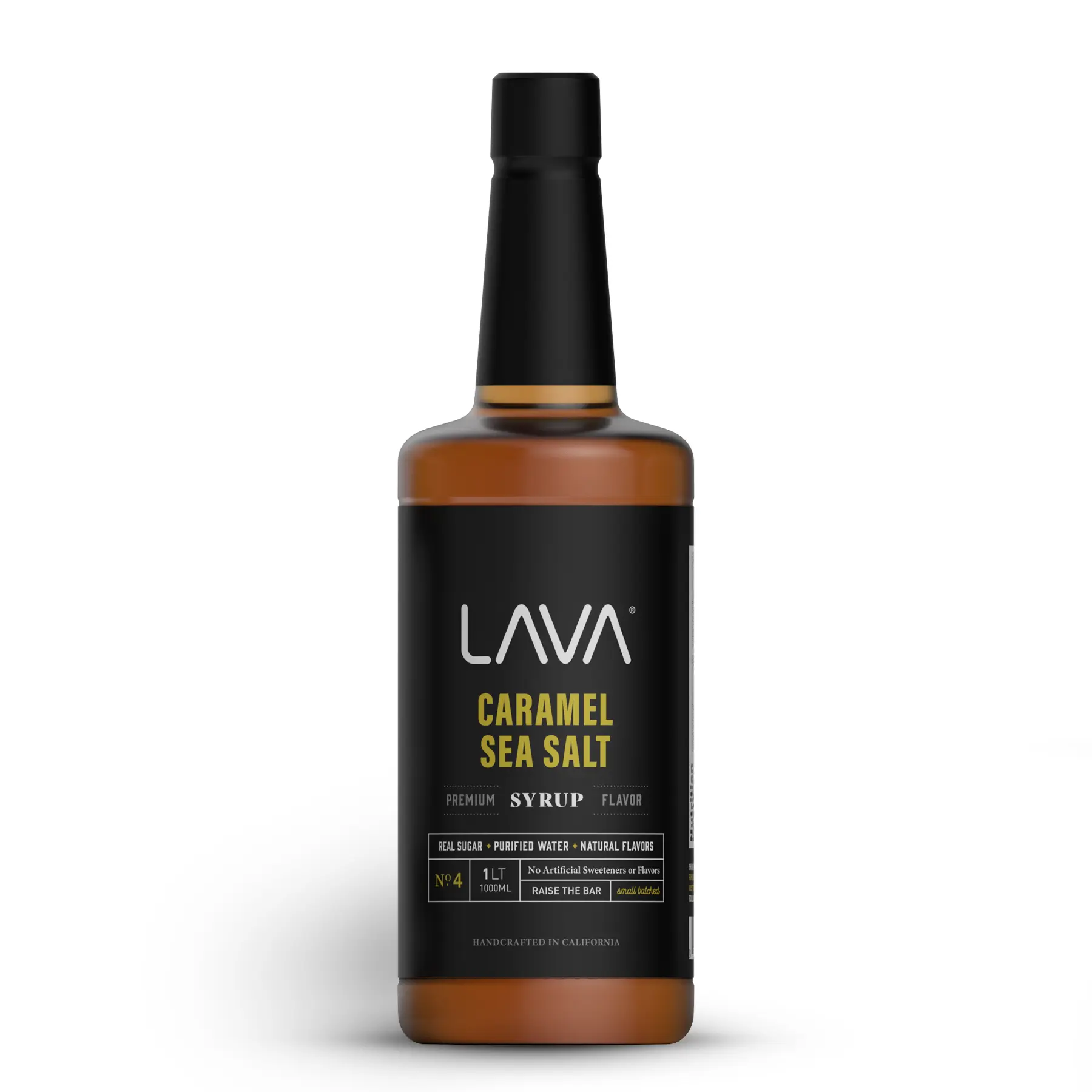 LAVA Premium Salted Caramel Coffee Syrup 33.8oz (1-Liter), Natural, Gluten Free, Non-GMO, No Artificial Sweeteners, Flavors, or Colors. Beverage Sugar caramel syrup