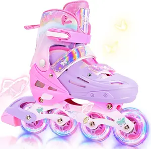 Inline Skates for  Girls Boys Ages 5-8 8-12 3-5 4-6 6-12 with Light Up Wheels, Adjustable  Roller Skates  for Beginner Youth Indoor Outdoor Size 11C 1 2  6 7 8