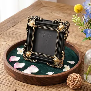 Elegant Gold-Trimmed Photo Frame, Resin Material, DIY Decorative Frame, Home Decoration for Bedroom, Office, Party, Wedding, Gift Idea, Picture Frame