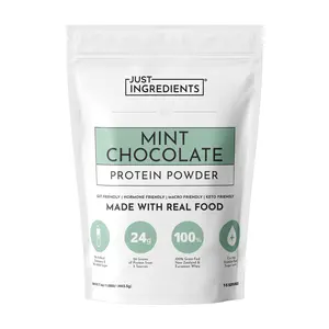 Just Ingredients Mint Chocolate Protein Powder – 15 Serving Bag – Grass-Fed Whey & Plant Protein Blend with Real Cocoa & Peppermint –Sweetened, Non-GMO, Gluten-Free, No Artificial Flavors