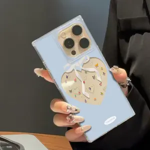 bowknot square Phone Case for use with iphone 17 air 16 pro max 15 plus 14 pro kawaii Ditsy Floral phone cases for iphone 13PRO/12PRO for girlies aesthetic bumper phone case