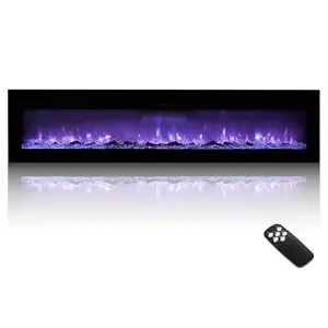 VEVOR 72 inch Electric Fireplace, Wall Mounted Recessed Fire Place with Remote Control, Timer, 1500W, Adjustable Flame Color Brightness, Touch Screen, Overheat Protection, for Living Room, Bedroom