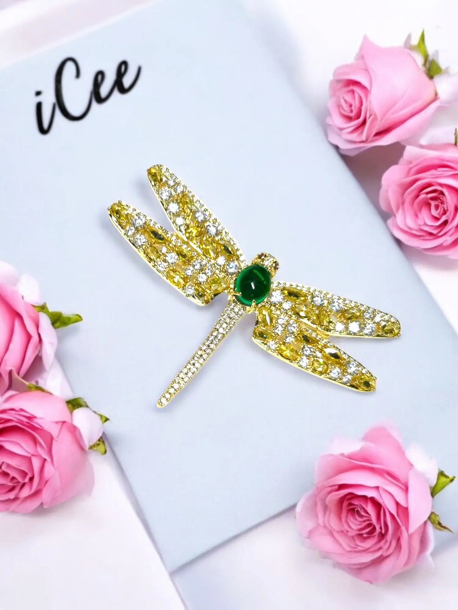 ICEE elegant dragonfly brooch fashion accessory classic ideal gift for dating birthday wedding anniversary for girls, ladies, and women