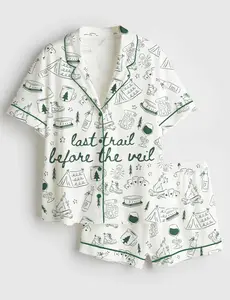 Women’s Last Trail Before the Veil Camp Bachelorette Satin Pajama Set, Mountain Bride Hiking PJs, Bridal Party Short Sleeve Sleepwear