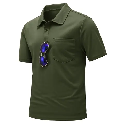 GOPUNE Men's Top Polo Shirt with Pocket Shortsleeve Quick Dry Casual Sports Outdoor Golf Shirt old money outfits