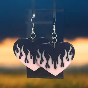 Gothic Pink Flame Earrings