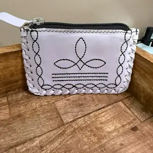 Purple boot stitch coin purse