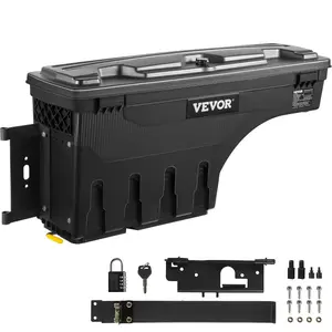 VEVOR Truck Bed Storage Box, Lockable Lid, Waterproof ABS Wheel Well Tool Box 6.6 Gal/20 L with Password Padlock, Compatible with Tundra 2007-2021, Passenger Side, BlackVEVOR Super Brand Day