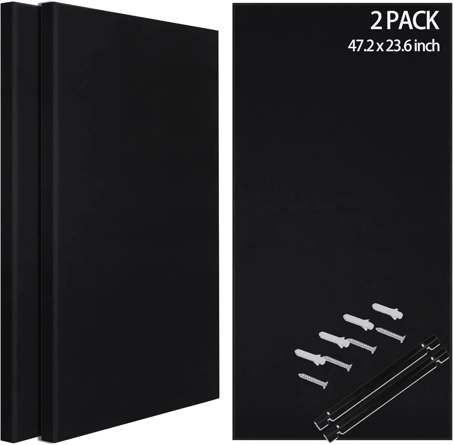 BUBOS 2 PCS Fabric Acoustic Panels, 47.2''x23.6'' High Density Sound Absorbing Eco-Friendly CavityPro Panels with Echo Control for Studios, Home Theater (Black)