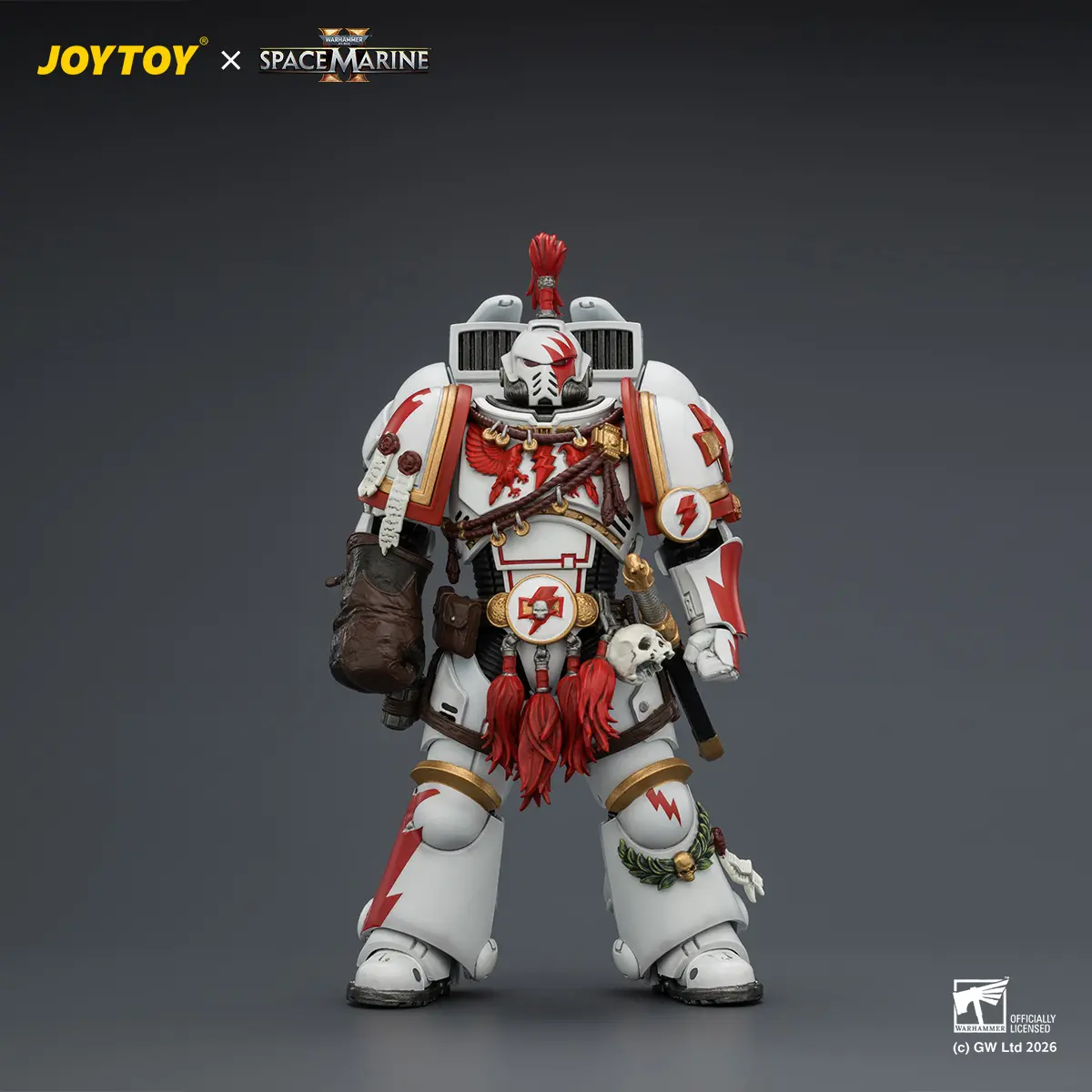 JOYTOY Warhammer 40,000 1/18 Action Figures Game Edition White Scars Assault Intercessor Champion with Thunder Hammer and Bolt Pistol