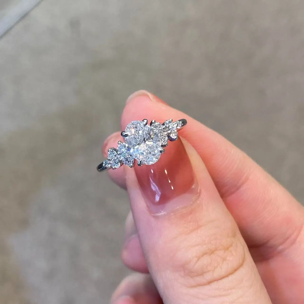Women's Adjustable Round Solitaire Moissanite Open Circle Ring with Stone Accent - Customizable Fit, Everyday Daily Wear, Wedding Use, Costume Jewelry Gift for Females
