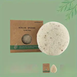 2pcs Konjac Sponge Deep Cleaning for Man Wowan All Light Beige Fit, Facial Cleaner, Shower Scrub, Exfoliate, Herbal, Daily Using Keep Wet, Exfoliating Tool