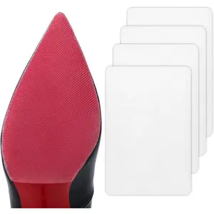 Shoe Sole Protector, 4 count Self Adhesive Shoe Bottom Protector for High Heels, Silicone Anti Slip Shoe Grips on Bottom of Shoes, Sole Guard Non Slip Pads for Shoes (Medium, 6" by 4", Clear)