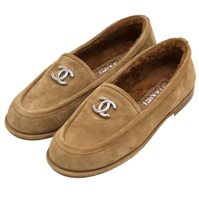 Pre-owned CHANEL Suede Small Leather Goods Loafers