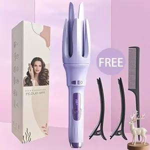 New Upgrade Automatic Curling Iron with 4 Temperatures Frizz-Free Smooth Shiny Hair, Anti-Scald-Tangle for Long Hair Auto Shut-Off Comfortable Hair Care Easy Operation Hair Styling Tool for Women & Home Use valentine gifts