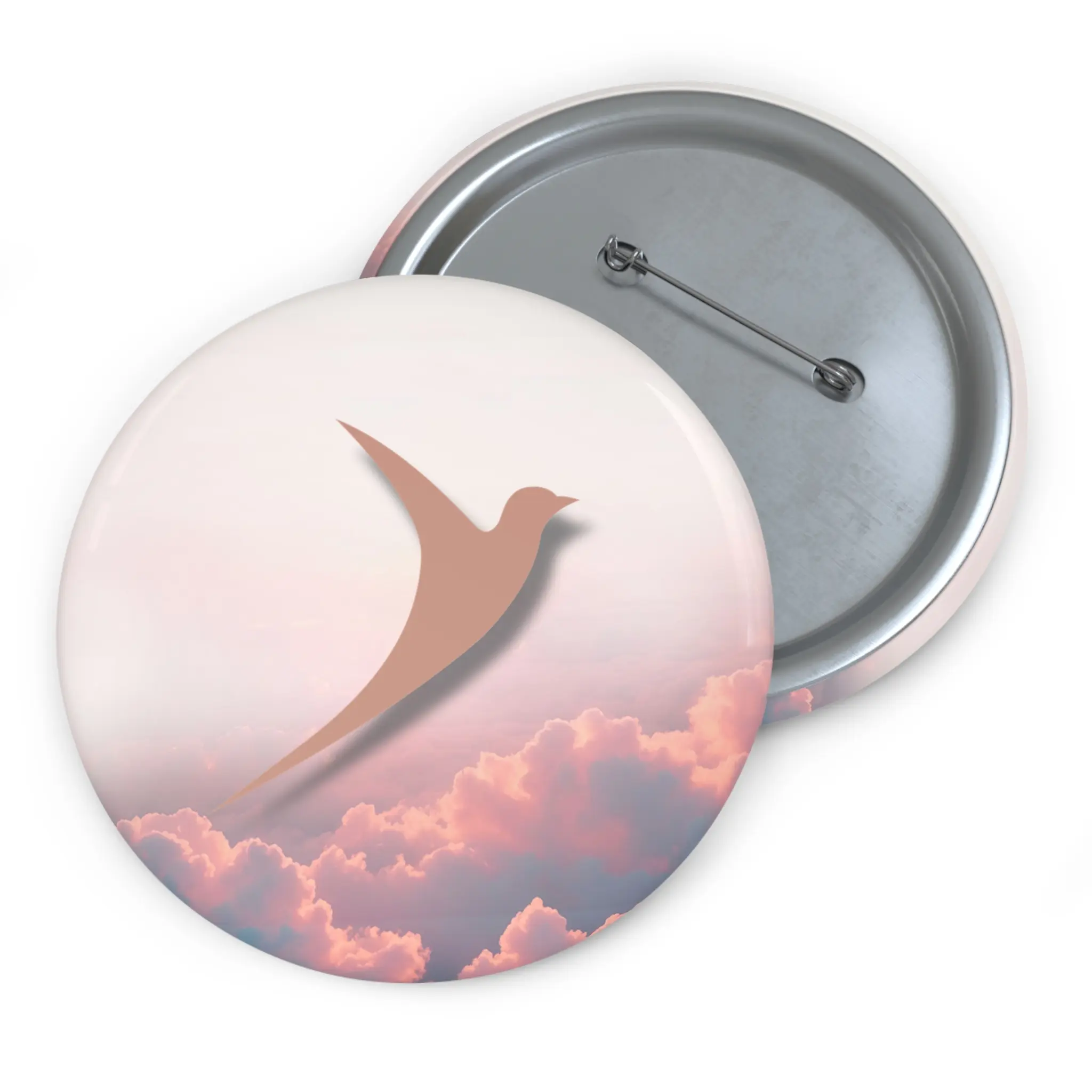 Round Shape Mylar Metal Bird Silhouette Nurse Pin Button - Scratch-Proof RN Badge Pin, Nursing Pride Gift for Nurses & Nursing Students
