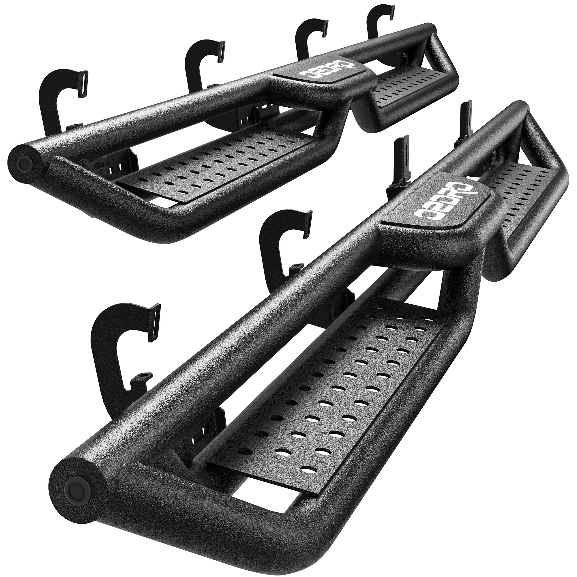 OEDRO 6 Inch Running Boards Compatible with 2007-2018 Chevy Silverado/GMC Sierra 1500 Crew Cab & 2007-2019 2500/3500HD, Bolt-on Side Steps Steel Nerf Bar, Two Stairs