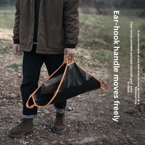 Outdoor double-sided silicone fireproof pad portable camping portable high temperature fireproof cloth firewood bag