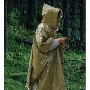 The outdoor portable multi-functional emergency survival raincoat is thickened, reflective, rainproof and windproof, suitable for camping, hiking and outdoor safety equipment