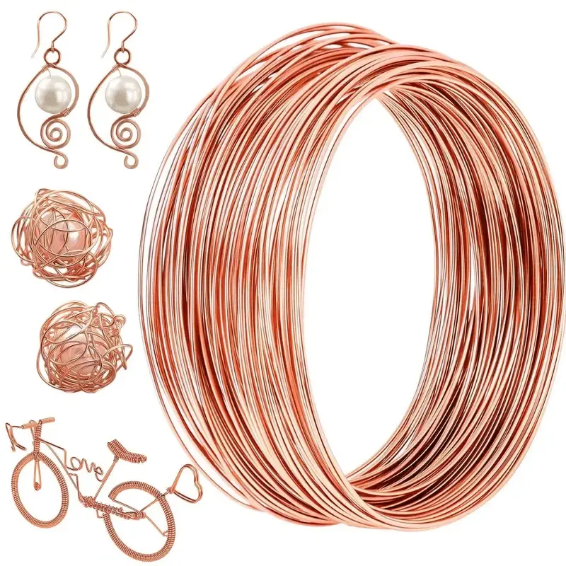 Pure Copper Wire Roll, 16.4 Feet Tin-Coated Soft Round Wire, Durable & Smooth for Jewelry Making Supplies, Crafts & Electrical Wiring, High-Quality, Heavy Copper Wire