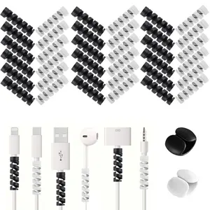 36 count Charger  Protector for , Cord Protectors for Phone iPad   with 2 Desk  Clips, Break-and-Bend-Resistant Cord Saver for MacBook, Laptop Accessory (Black/Gray)