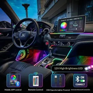 RAZEN Car LED Lights, #Summervibes Smart Interior RGB Lighting with APP & Remote Control, 600 LEDs, 213 Modes, Music Sync, USB Powered, Easy Install, Perfect for Parties & Gatherings