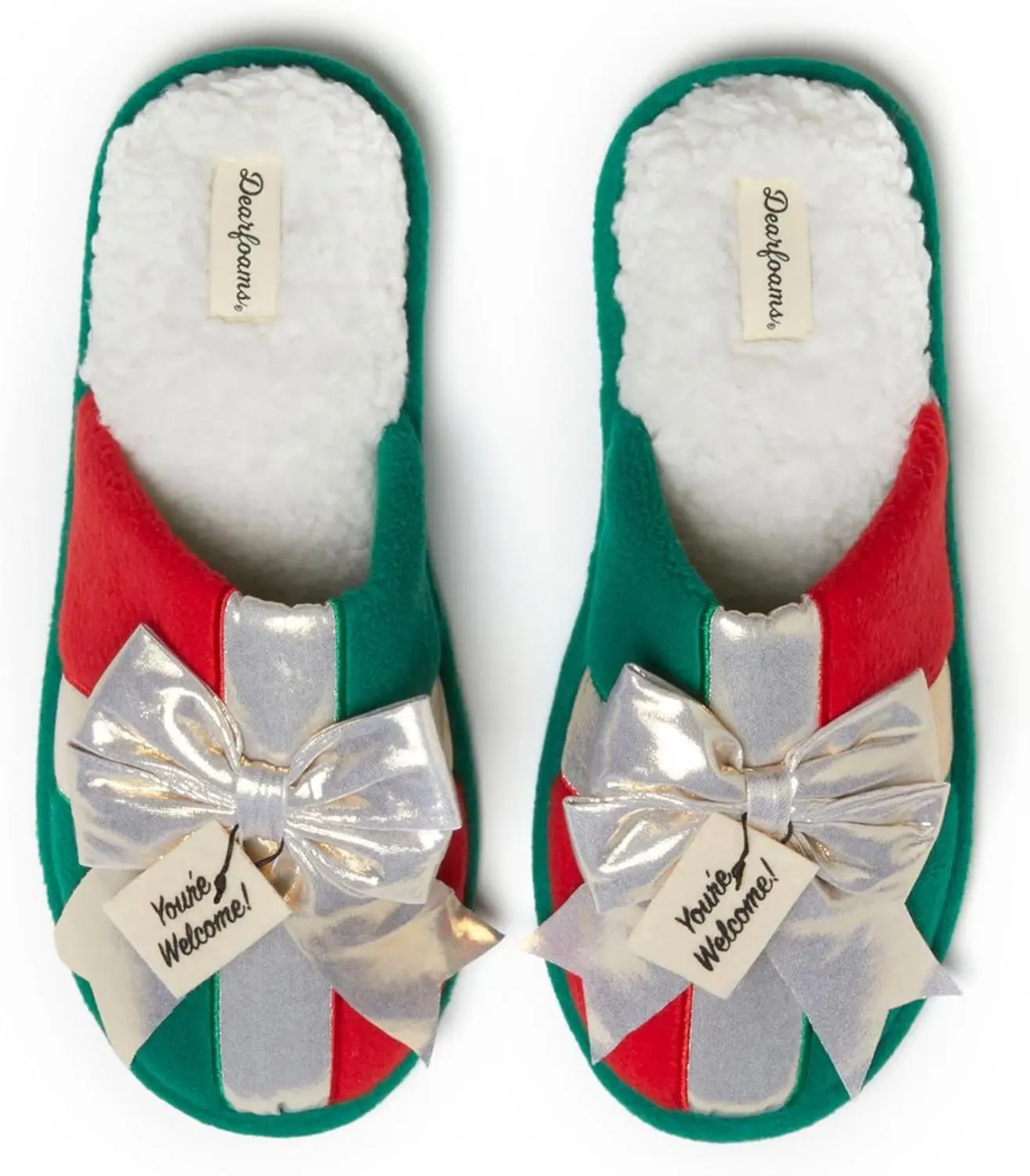 Dearfoams Women's Ugly Christmas Sweater Slippers Closed Toe Scuff Slipper with Memory Foam Insole & Rubber Outsole for Cozy Comfort