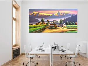 Handpainted Acrylic Nepali Village Canvas (Design BB2_25)