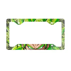 Green Super Aura Eyes Metal License Plate Frame with Unique Shape and Vibrant Full-Color Printing for Bold Car Styling