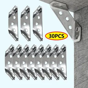 30 Multi-Functional Furniture Corner Brackets, Trapezoidal Table Chair Bed Frame Connectors, Suitable for Wood Plywood Cabinets DIY Repair, Sturdy Bracket