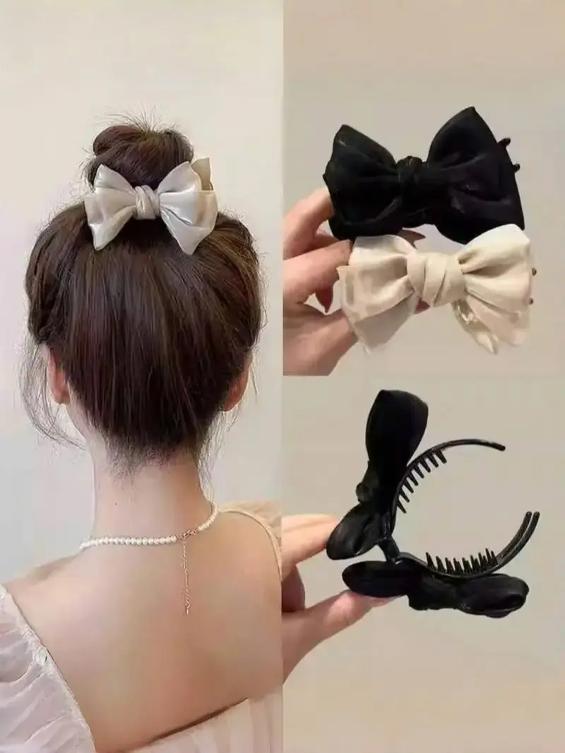 2 Pack Elegant Butterfly Bow Hair Claw Clips, Fashion Decorative Ponytail Hair Accessories for Women and Girls Daily Styling