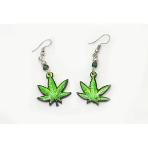 Miles B. High 420 Gear Rasta-Inspired  Vibrant Cannabis Leaf Dangle Earrings