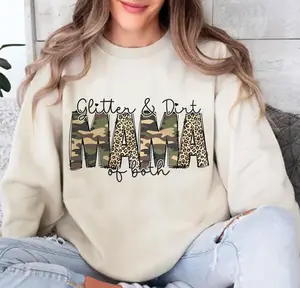 Glitter and Dust - Mama of Both Camo & Leopard Pattern Printed Sweatshirt, Mom Gift, Camo Mama Shirt