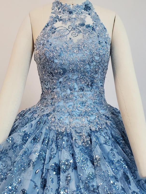 NO.42 Quinceañera Dress Asymmetric Sparkle Layer Design Red Light Blue Blush Ball Gown Dress Sweet 15