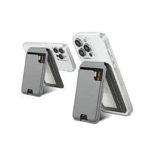 Magnetic Card Holder Wallet With Magsafe  Adjustable Stand For 16/15/14/13/12 Series Holds 5 Cards (gray)