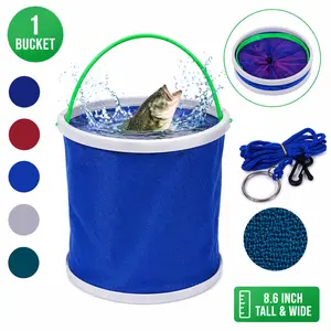 Portable Foldable Fishing Bucket with Drawstring Net, Lightweight & Durable Collapsible Fish Holder, Leakproof Water Container for Fishing, Easy to Carry (Random Color)