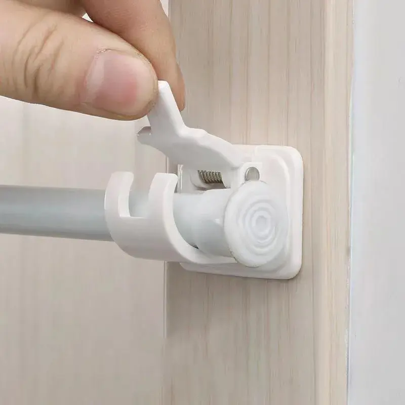 1 Pair Adjustable Curtain Rod Clip Self Adhesive Clamp Hook Curtain Rod Holder Wall Bracket Holder Nail-Free Wall Hanging Clip Adjustable Hooks