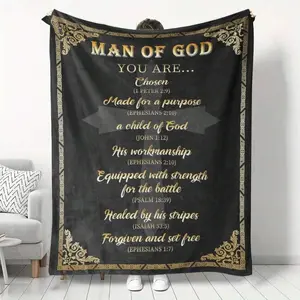 Men's Christian Blanket, Faith Gift For Him, Catholic, Man Of God, Encouragement Gift