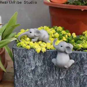 HearthVibe Studio 2Pcs Hanging Elephant Flower Pot Huggers for Home Outdoor Garden Decor Adorable Gray Elephants Enhance Your Space