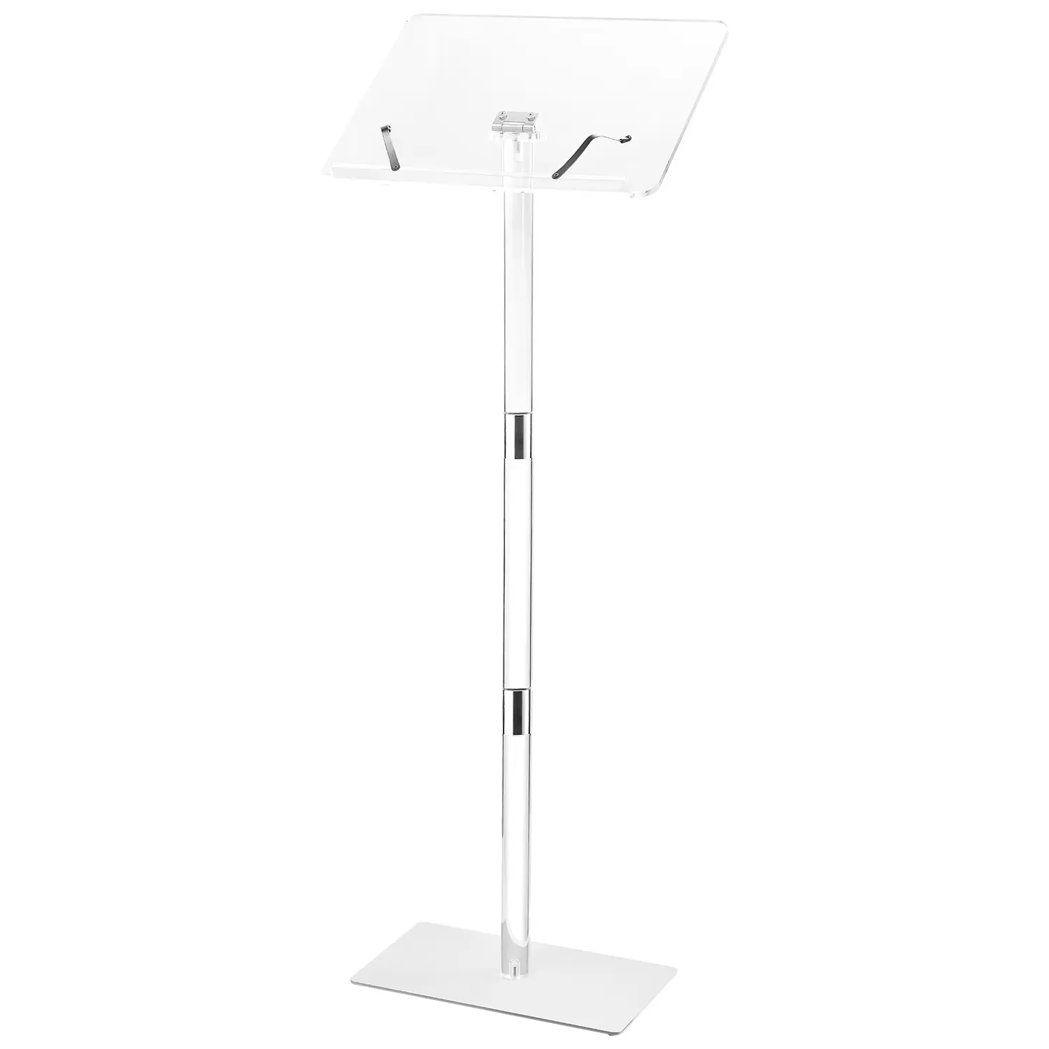 【DealsForYouDays】VEVOR 43-Inch Acrylic Podium Display Stand - Portable Laptop Desk with Wide Reading SurfaceBook ClipsAdjustable AngleFloor-Standing for ClassroomConferenceWedding, Product Display Stand