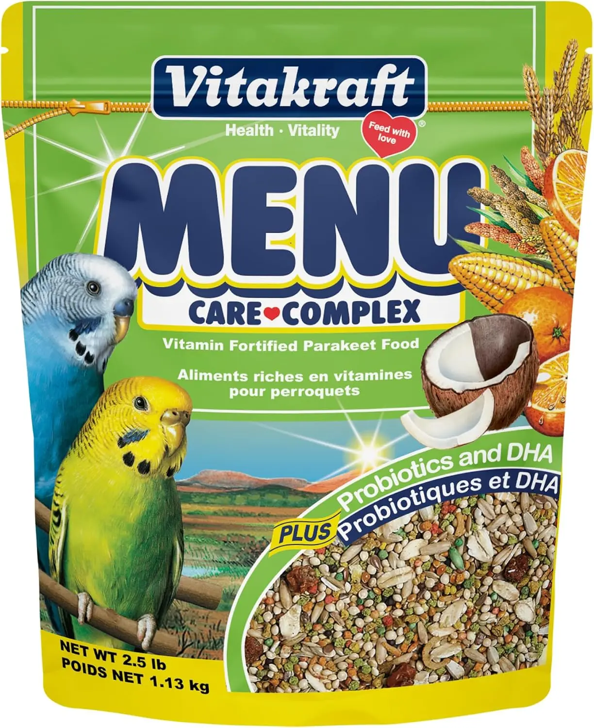 Menu Premium Parakeet Food - Vitamin-Fortified - Daily Pet Bird Food, 2.5 pounds