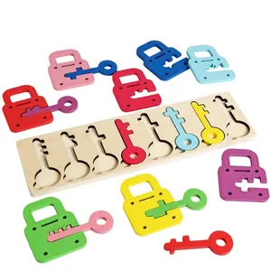 Wooden Color Locks & Key Puzzle Set, 8 Colors and Shapes Sorting Toy, Fun Desktop Sorting Game, Perfect Birthday and Christmas Gift