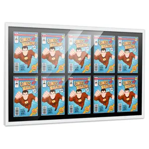 Comic Book Frame with Mat for 10 Silver Age Comics Published Between 1956 and 1970 - White Wood Comic Frame With Black Mat for 7.125x10.5 Comics - 44x25.75 Frame Size