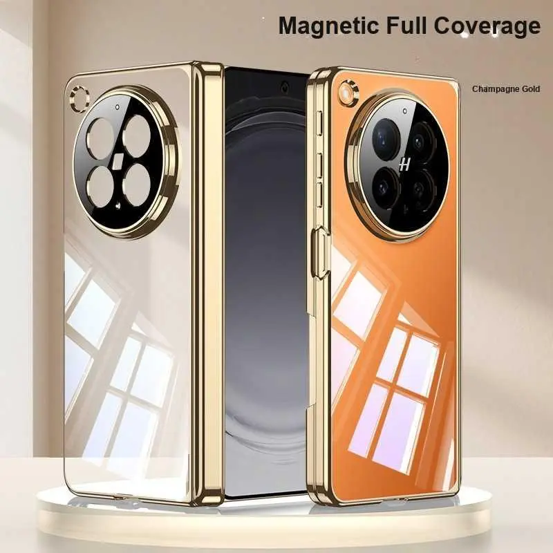 For OPPO Find N6 Magnetic Crystal Clear Full Coverage Protective Case TPU Air Cushion Electroplated Hinge Full Coverage Back Cover HNL48PL