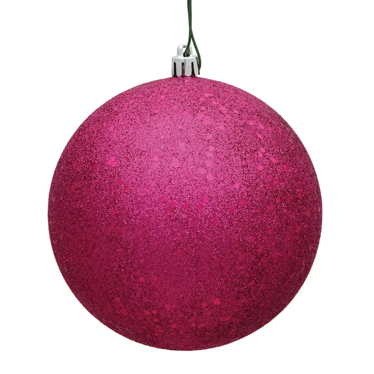 212 MAIN Modern 4-In. Plastic Round Fuchsia Sequin Christmas Home Ornaments, 6 Balls per Bag, Festive Party Decor Supplies, Decor Accessories, Home Ornament