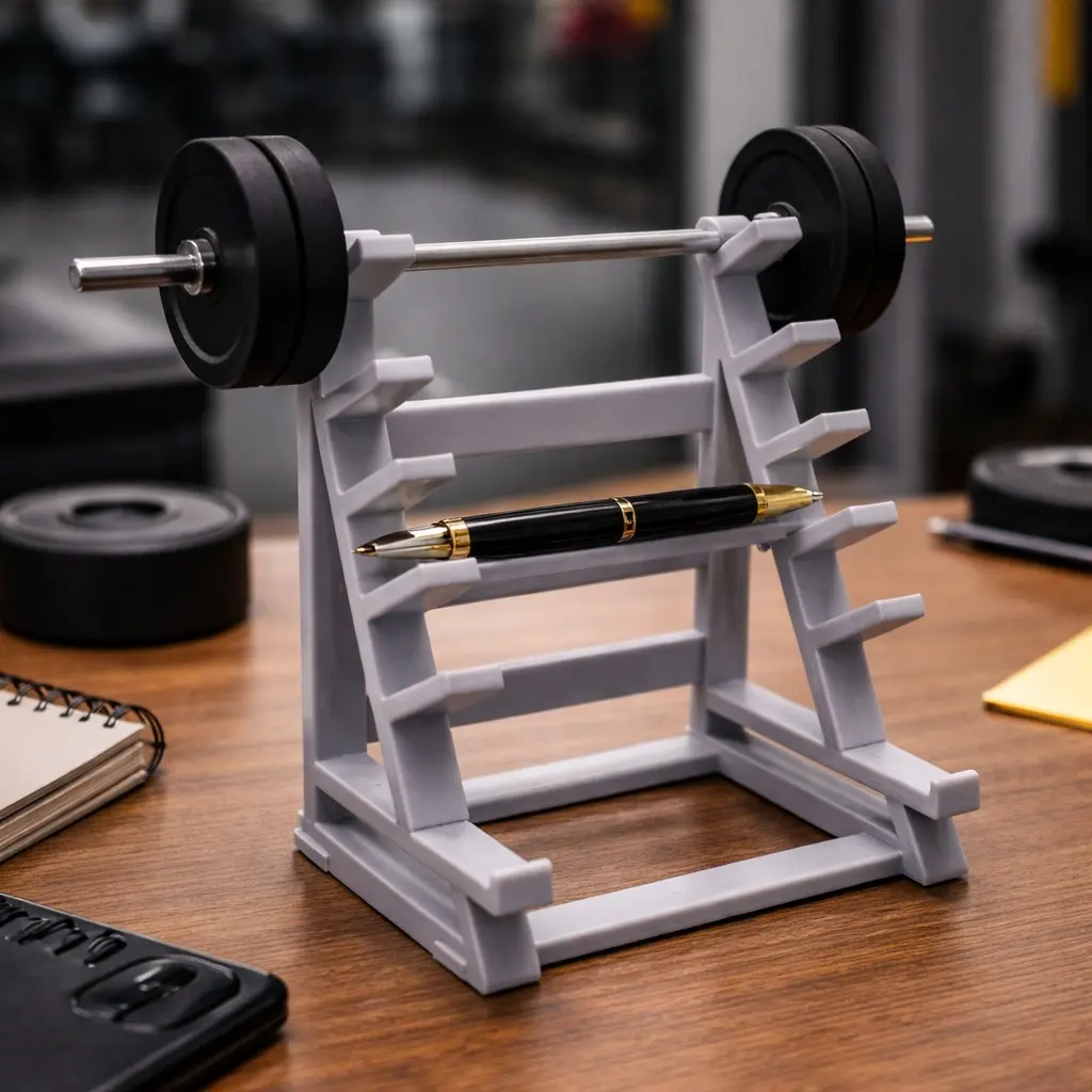 Mini Gym Weight Rack Pen Holder Desk Organizer – 3D Printed Pencil & Pen Storage