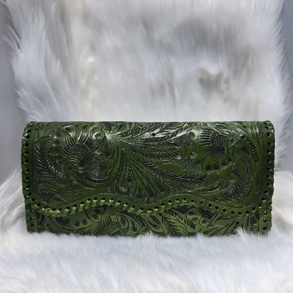 Luna Hand-Tooled Leather Crossbody Bag with Matching Wallet