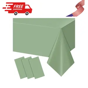 3Pack Sage Green Plastic Tablecloths for Rectangle Tables, Light Green 54 X 108Inch