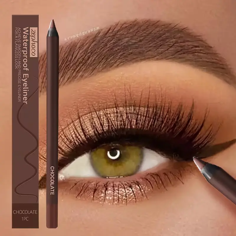 Waterproof Gel Eyeliner Stick, Long-Lasting & Smudge-Proof Pencil with a Creamy Glide, High-Pigmented for Waterline, Brown/Chocolate/Plum, Waterline Eyeliner, Transfer Proof Makeup, Gel Stick, Anti-Drift Eyeliner